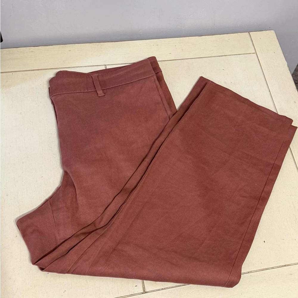 J.Jill Linen Stretch Women’s Size 12 Rust Brown Cropped Straight Leg Pants